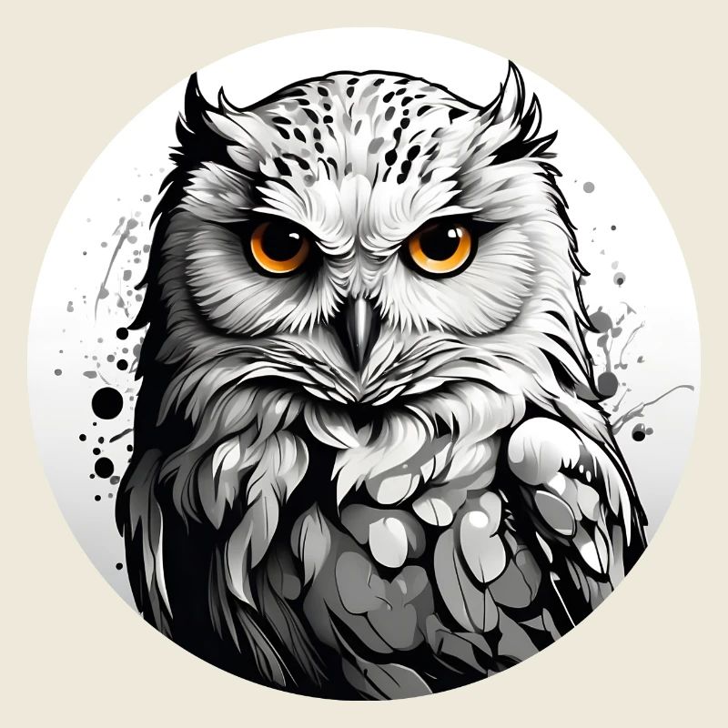 Schneeeulenportrait Schneeeule Eulengrafik