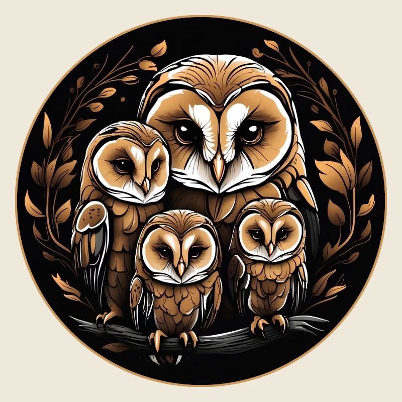 Schleiereule Schleiereulenfamilie Eulengrafik