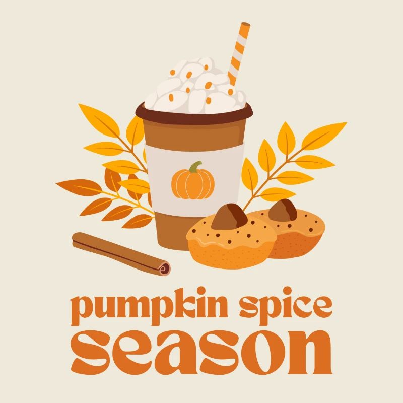 Pumpkin Spice Season with Coffee, Cake, Leaves
