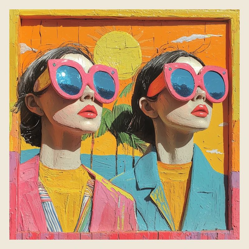 Mutter Tochter sonnige hölzerne Kunst