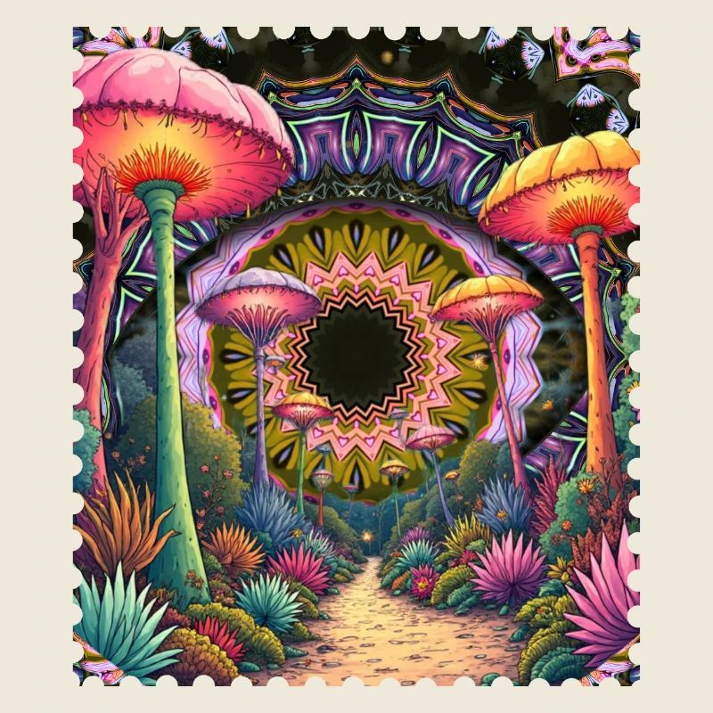 Psychedelischer Pilzpfad Mandala