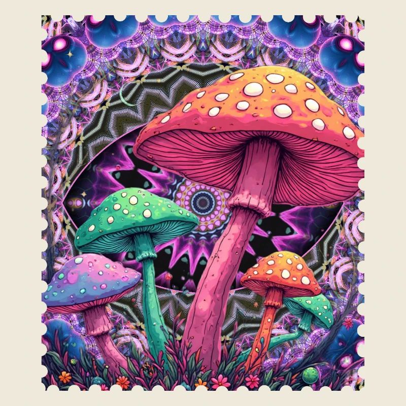 Psychedelische Pilz-Formen Neon