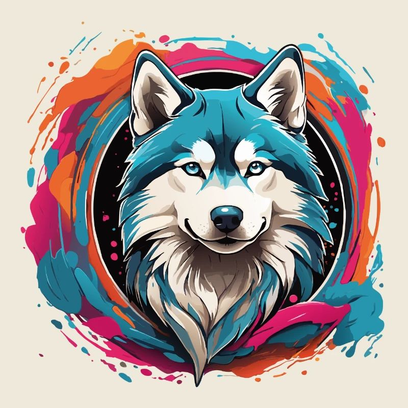 Husky sibérien Husky Portrait sur roue chromatique