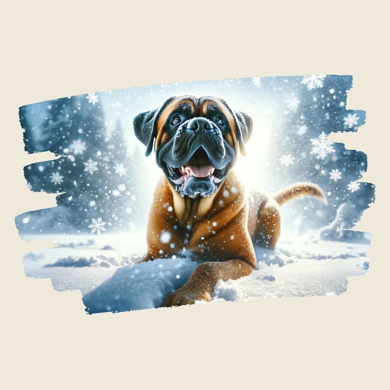 Boxer in winterlich verschneiter Landschaft