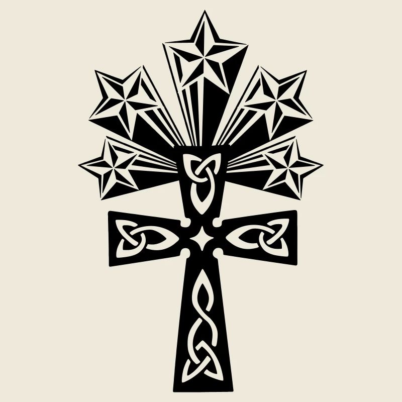 Celtic cross shining stars