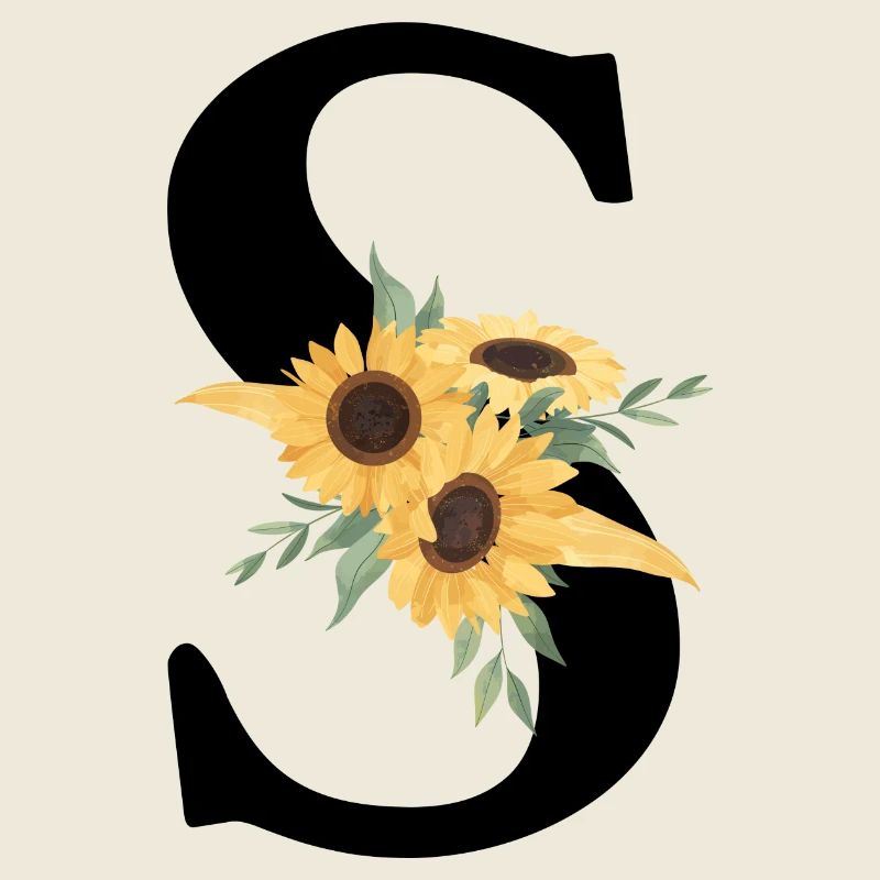 Sunflower Floral S Letter