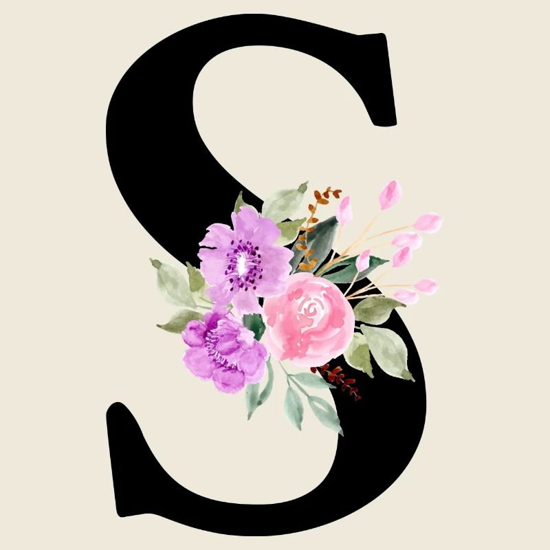 Purple Floral Letter S