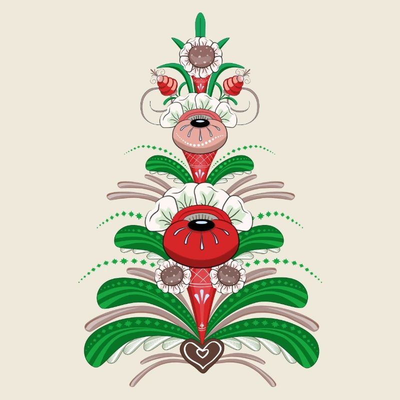 A Christmas-inspired flower heart in Kurbits style
