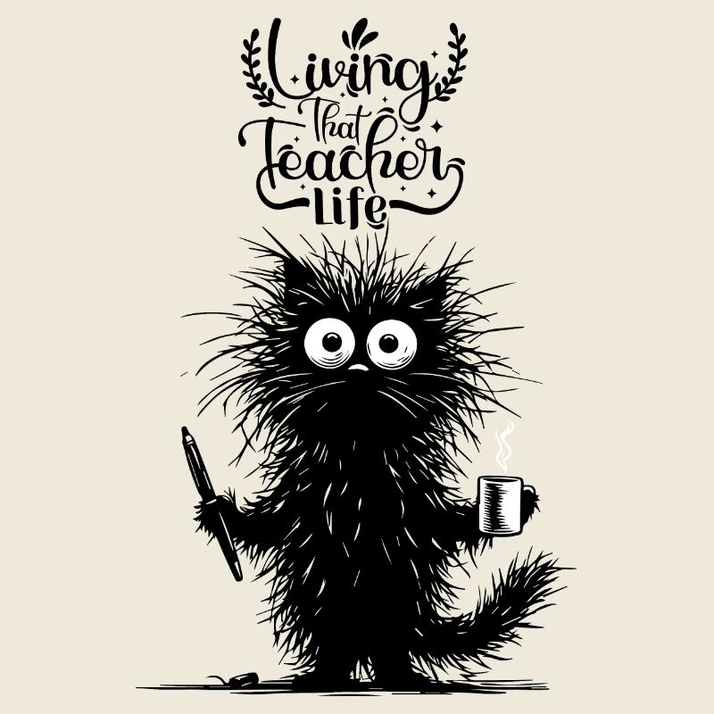 Cat Coffee Caffeine Teacher School Teaching Fun