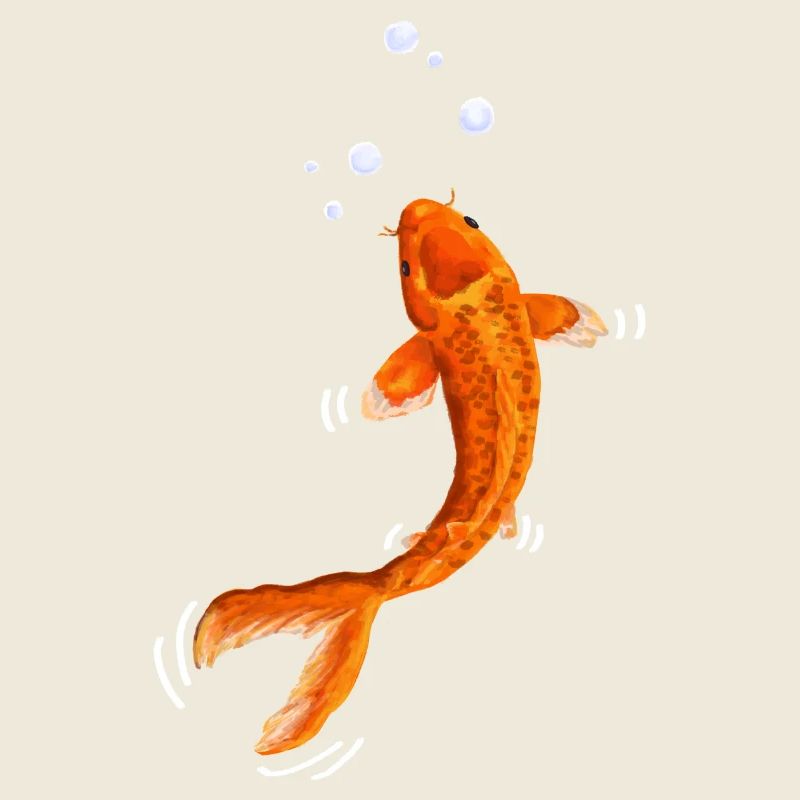 Wasserfarbener Koi im Sprudelflug