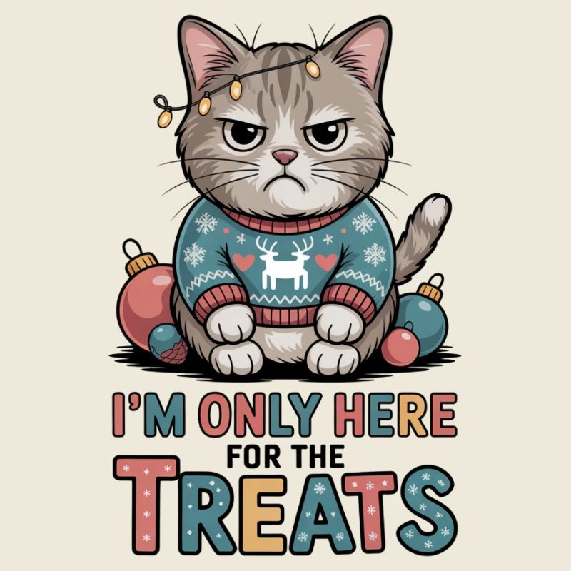 Chat sinistre en pull de Noël