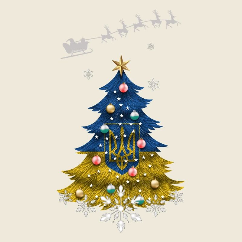 Christmas tree with Ukraine flag