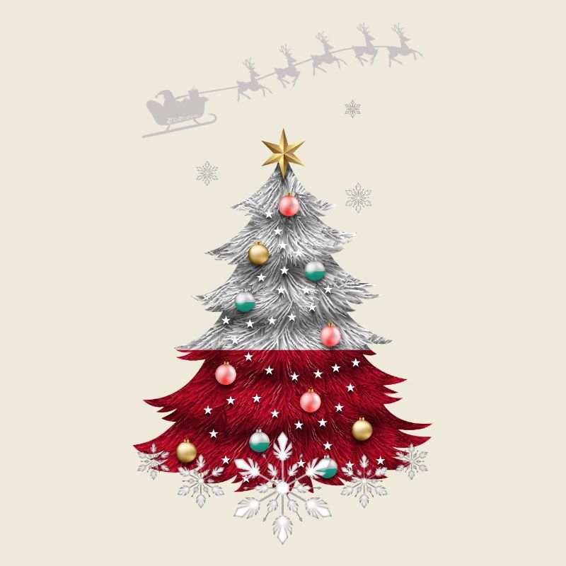 Weihnachtsbaum mit polnischer Flagge