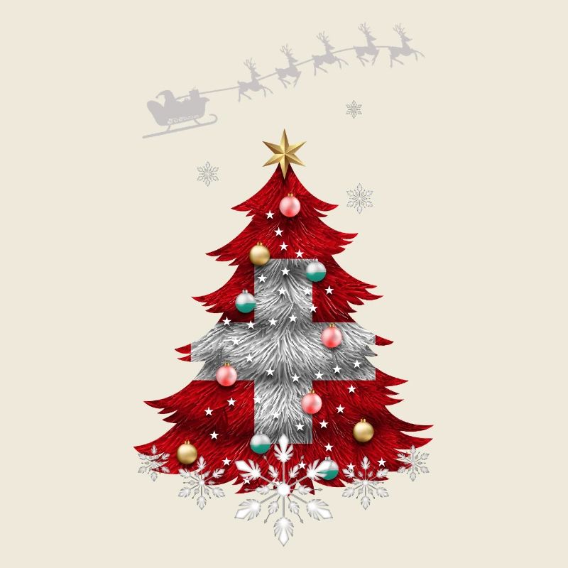 Weihnachtsbaum mit Schweizer Fahne