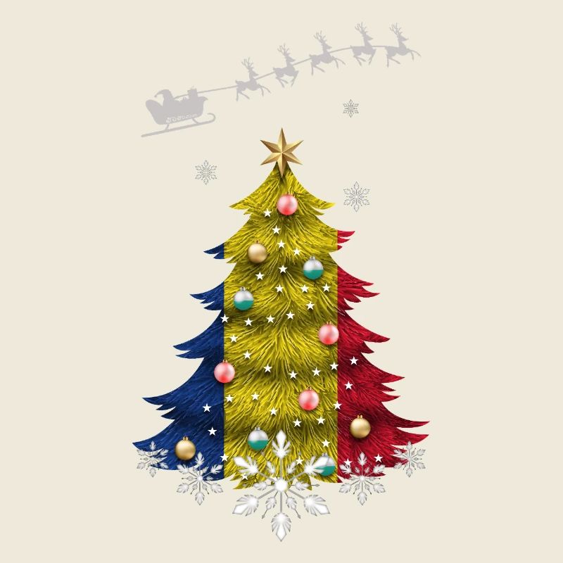 Christmas tree with Romania flag