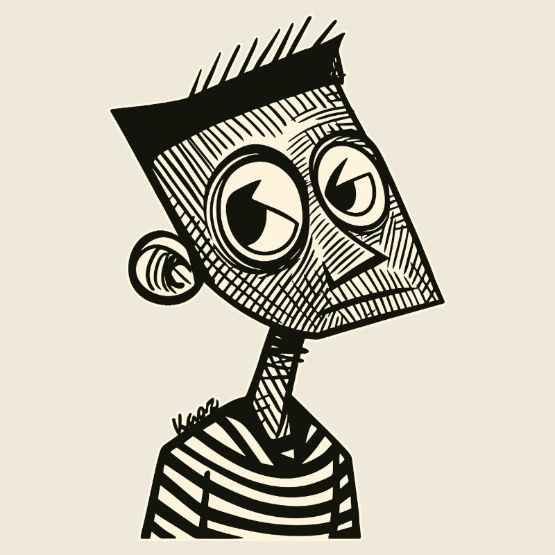 Zeichnung Cartoon Typ mit großen Augen