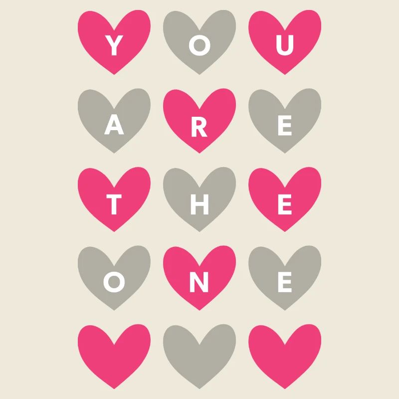 You Are The One Pink Romantic Heart Pattern Art