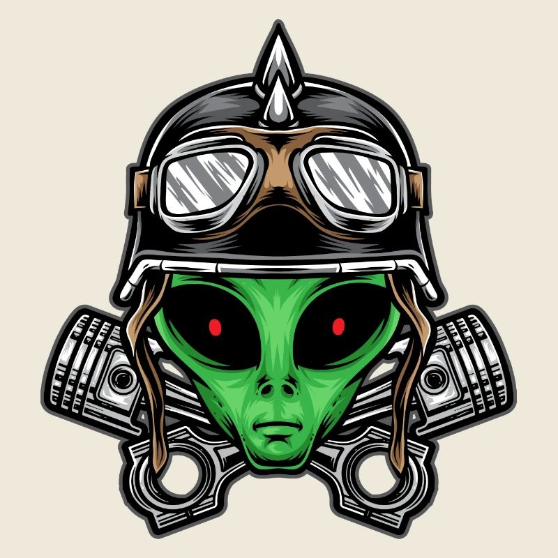 Alien Biker Head Illustration