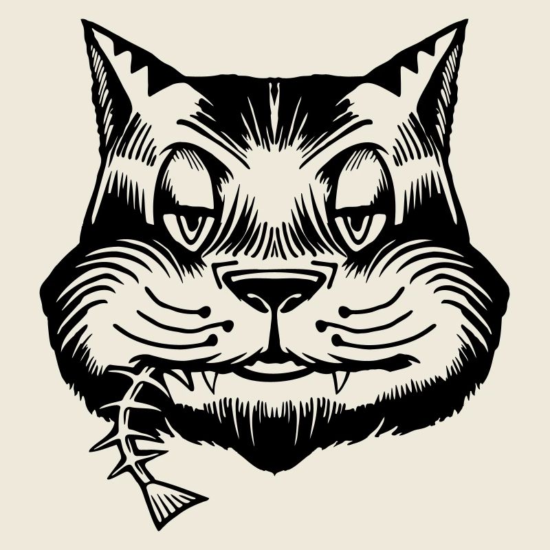 Cat Eats Fish (Cat Face, Funny Pictures)