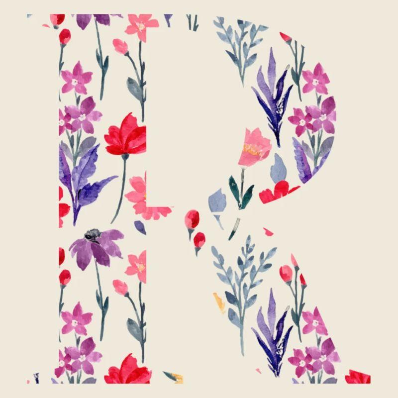 Floral personalised letter r - gift idea