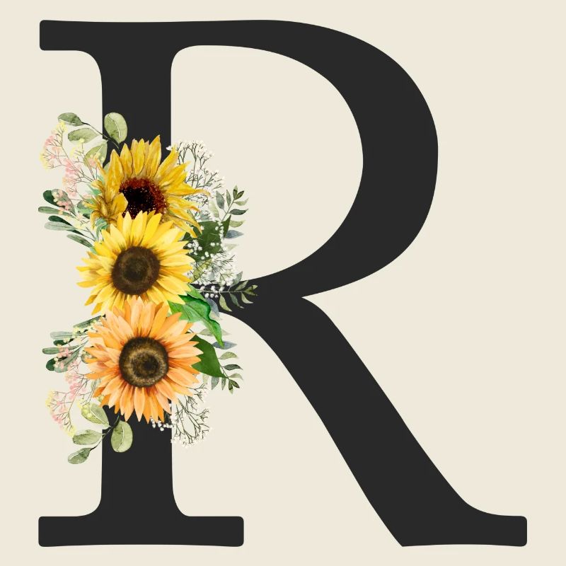 R Monogramm Sonnenblumen