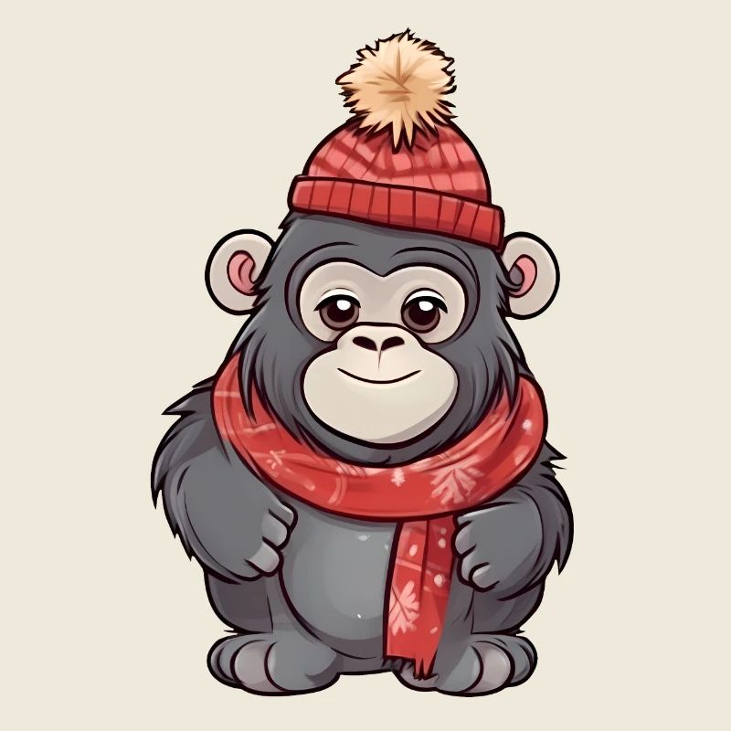 Gorille mignon dans un look d’hiver festif !