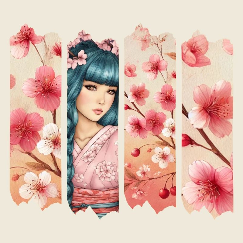 Kirschblüten Kimono Panel Portrait