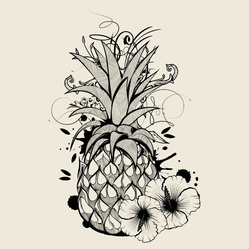 Pineapple with hibiscus blossom