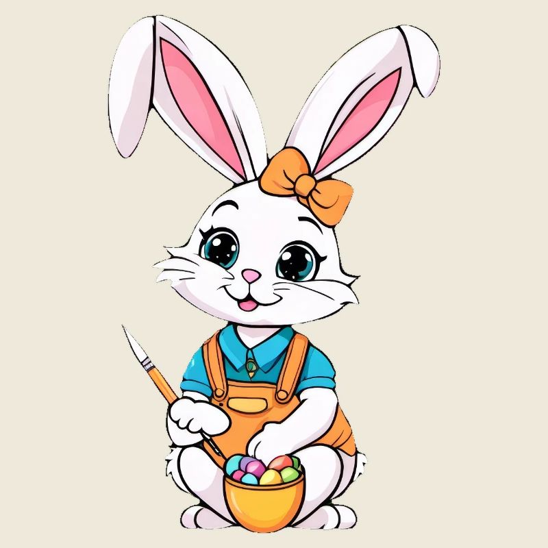 Lapin de Pâques avec des œufs de Pâques