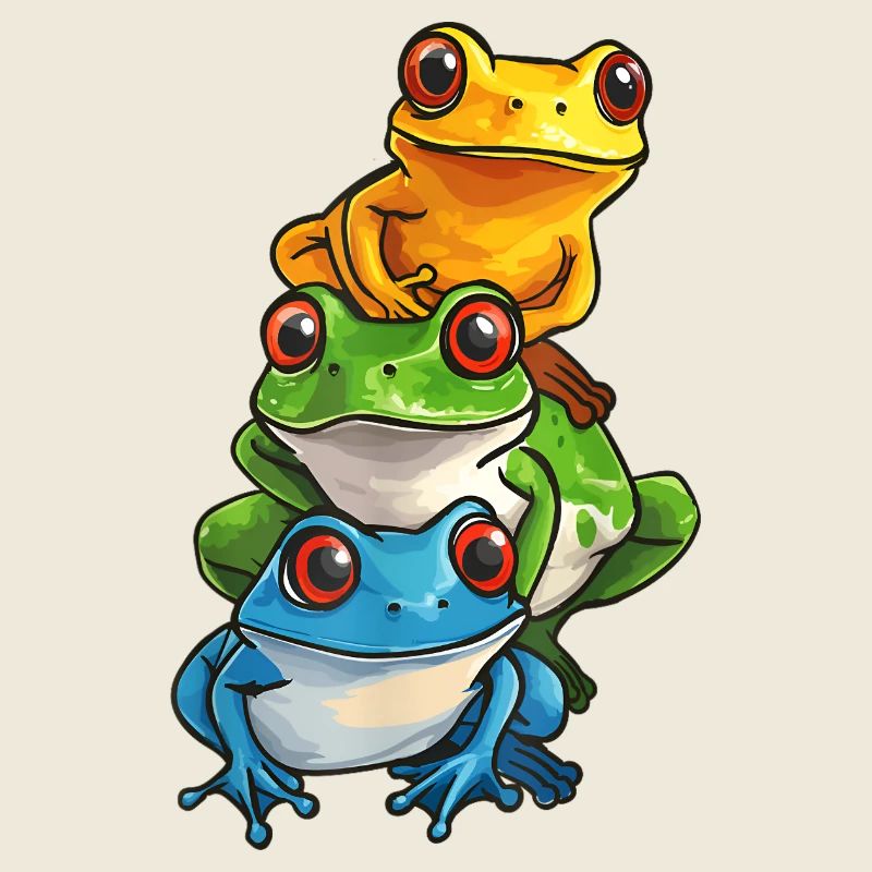 Stacked Frogs Cartoon Design