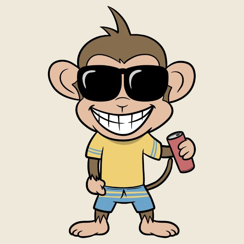 Singe des vacances avec boisson