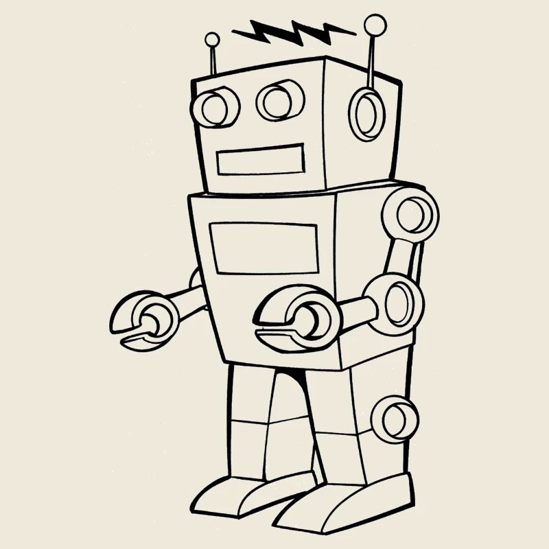 Roboter Vintage Skizze Design