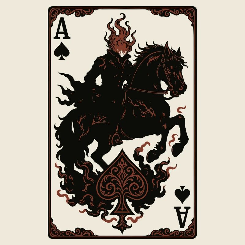 Flammender Ritter auf Pferd Ass Spaten