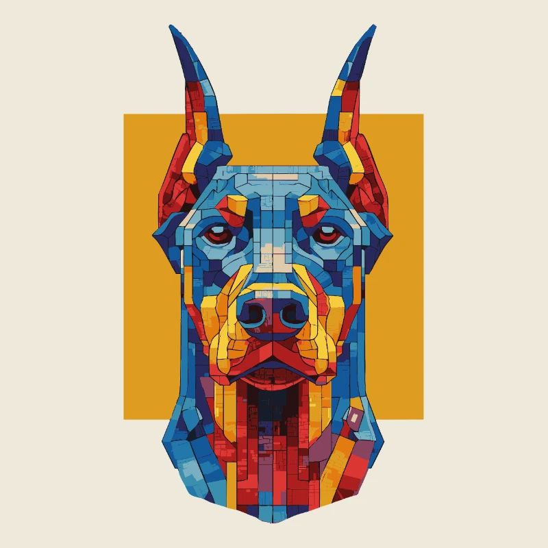Color Block Dobermann – Modernes Dobie Design