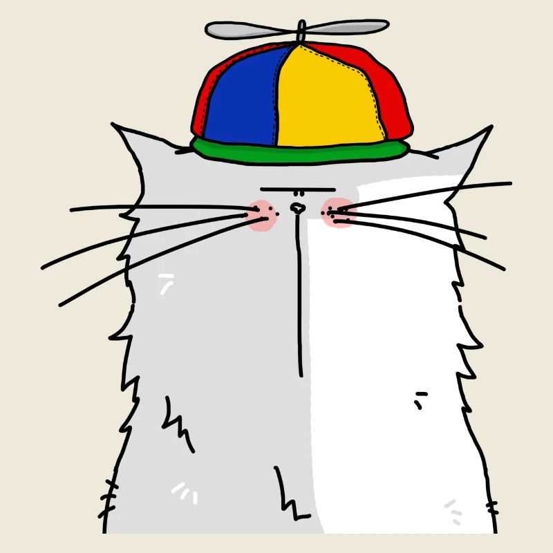 Katze mit Propellermütze