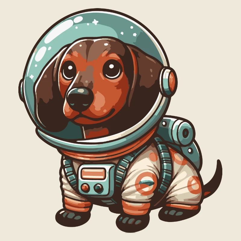 Cute dachshund in astronaut suit, outer space