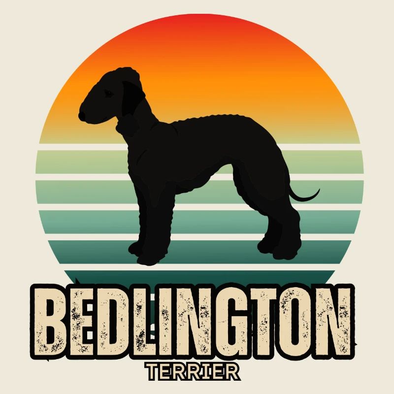 Bedlington Terrier Retro Sunset Silhouette