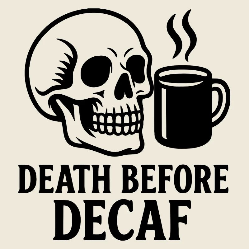 Death Before Decaf Skull, Coffee, Caffeine, Funny