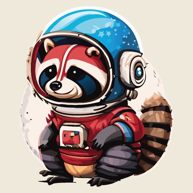 Spaceman raton laveur avec smartphone