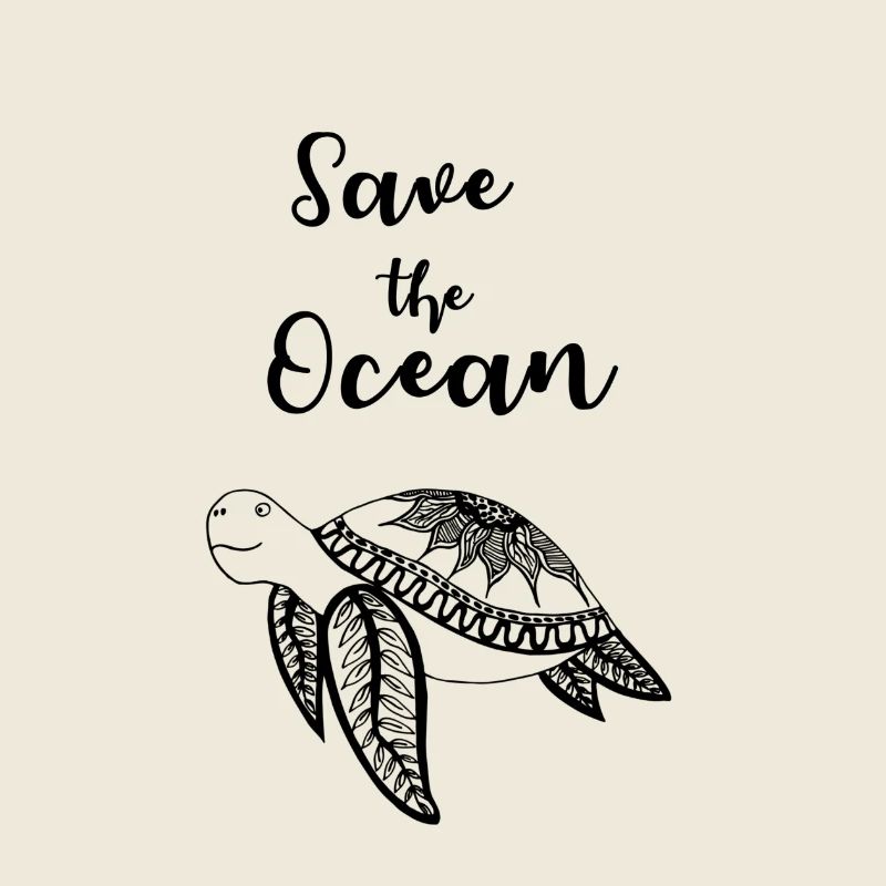 Save the Ocean Slogan mit Schildkröte