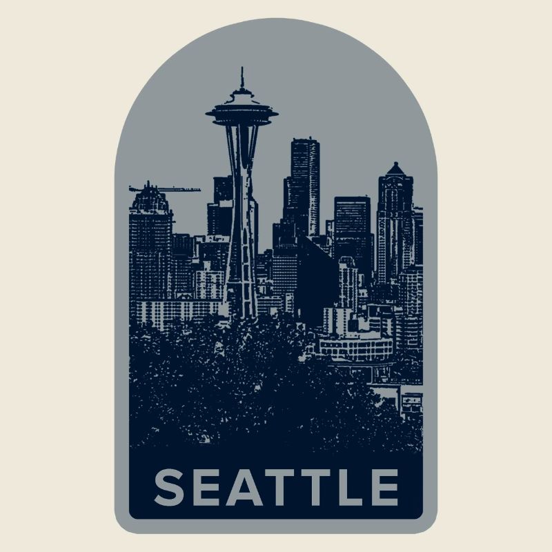 Seattle Skyline Badge: Space Needle Silhouette