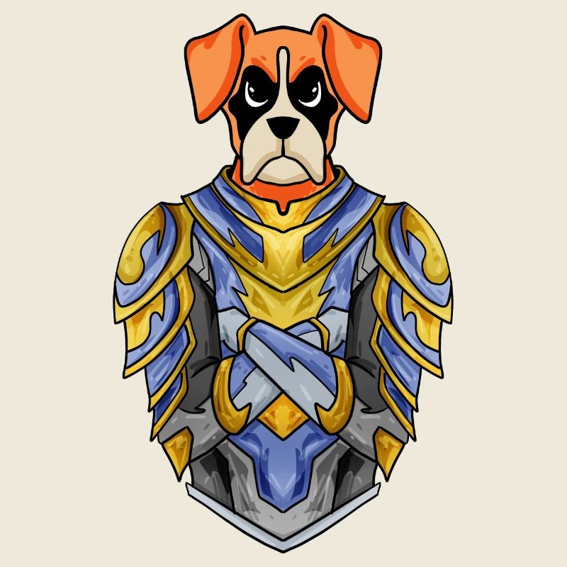 Knight Dog Dog Breed German Boxer with Armor