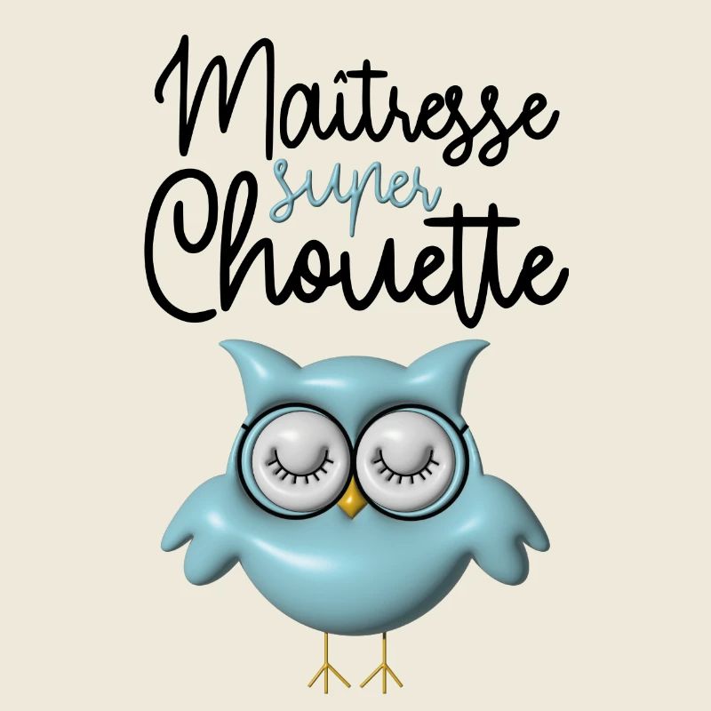 Maîtresse super chouette bleue 3D