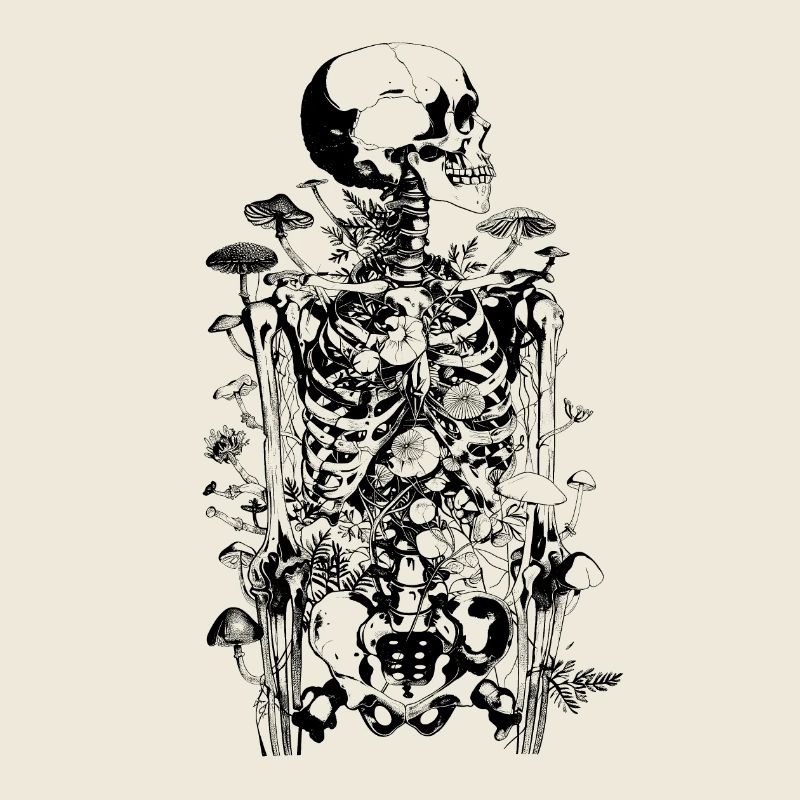 Morbid Horror Mushroom Skeleton - Happy Halloween
