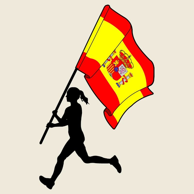 Flag Spain Woman Running