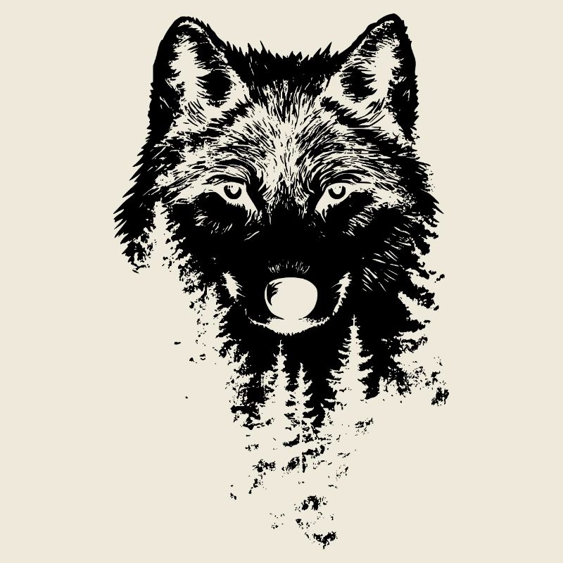 Wolf Gesicht Wald Silhouette