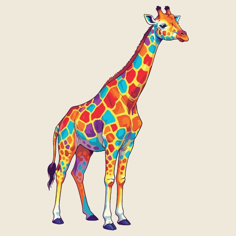 Colorful Giraffe Rainbow Pop Art Watercolor
