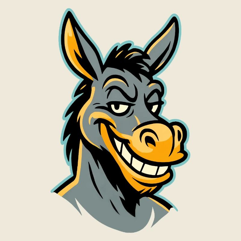 Frech grinsender Esel