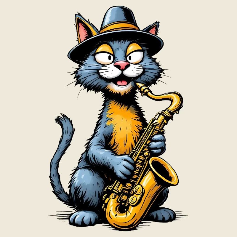Jazz Cat mit Saxophon