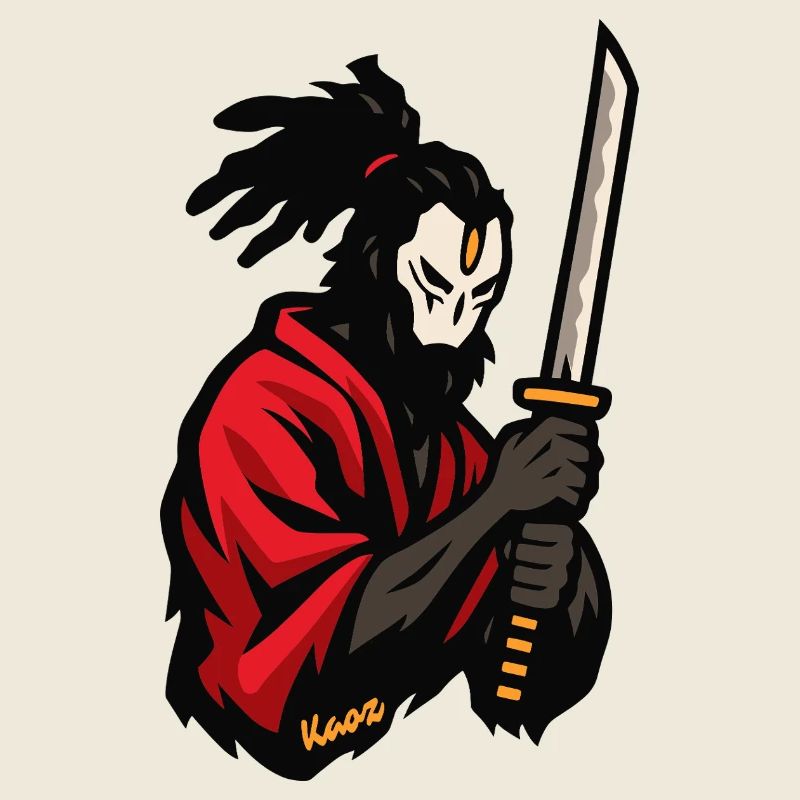 Roter Mantel Ninja Katana